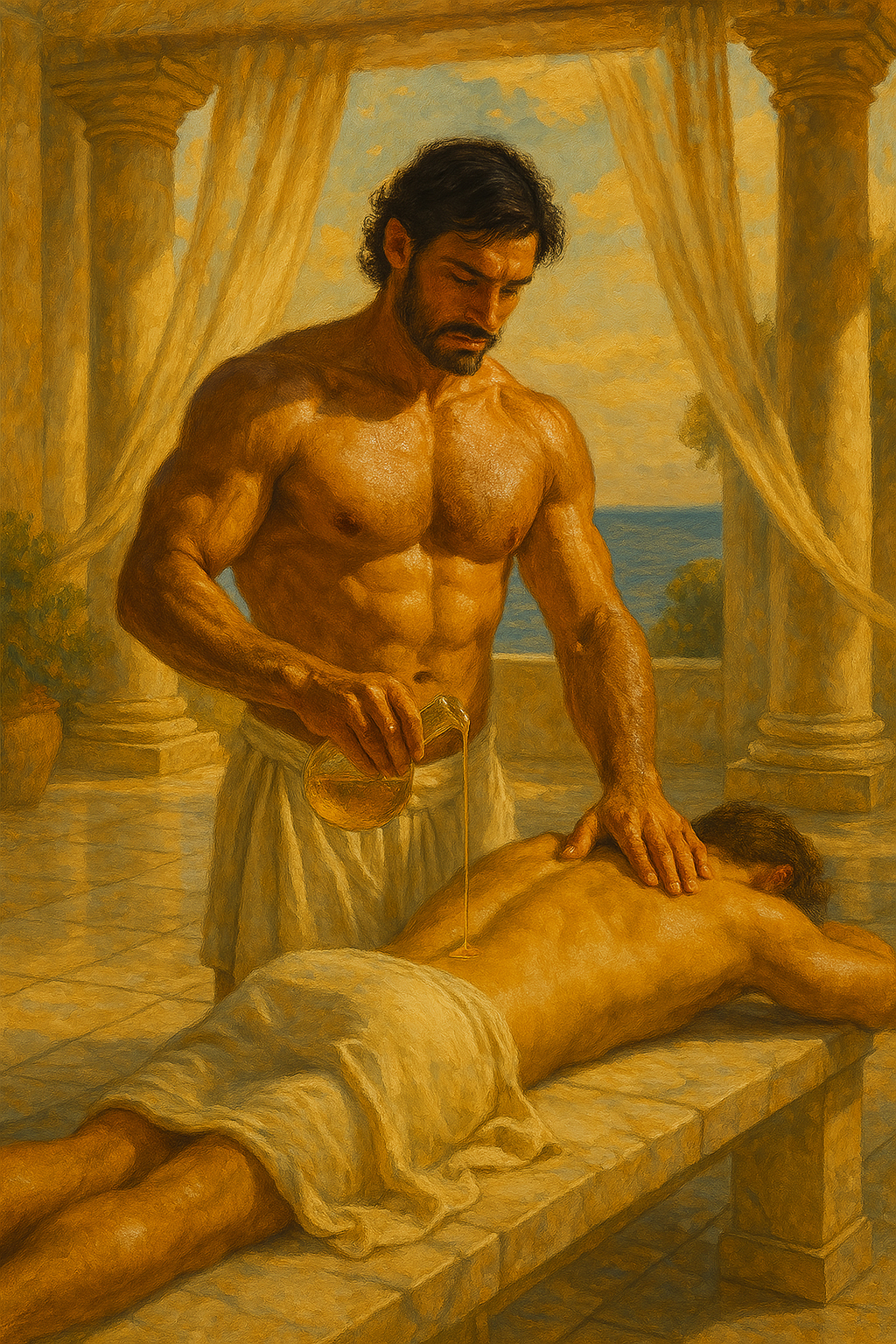 Warm oil in hands